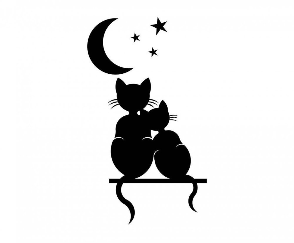 Силуэт двух кошек