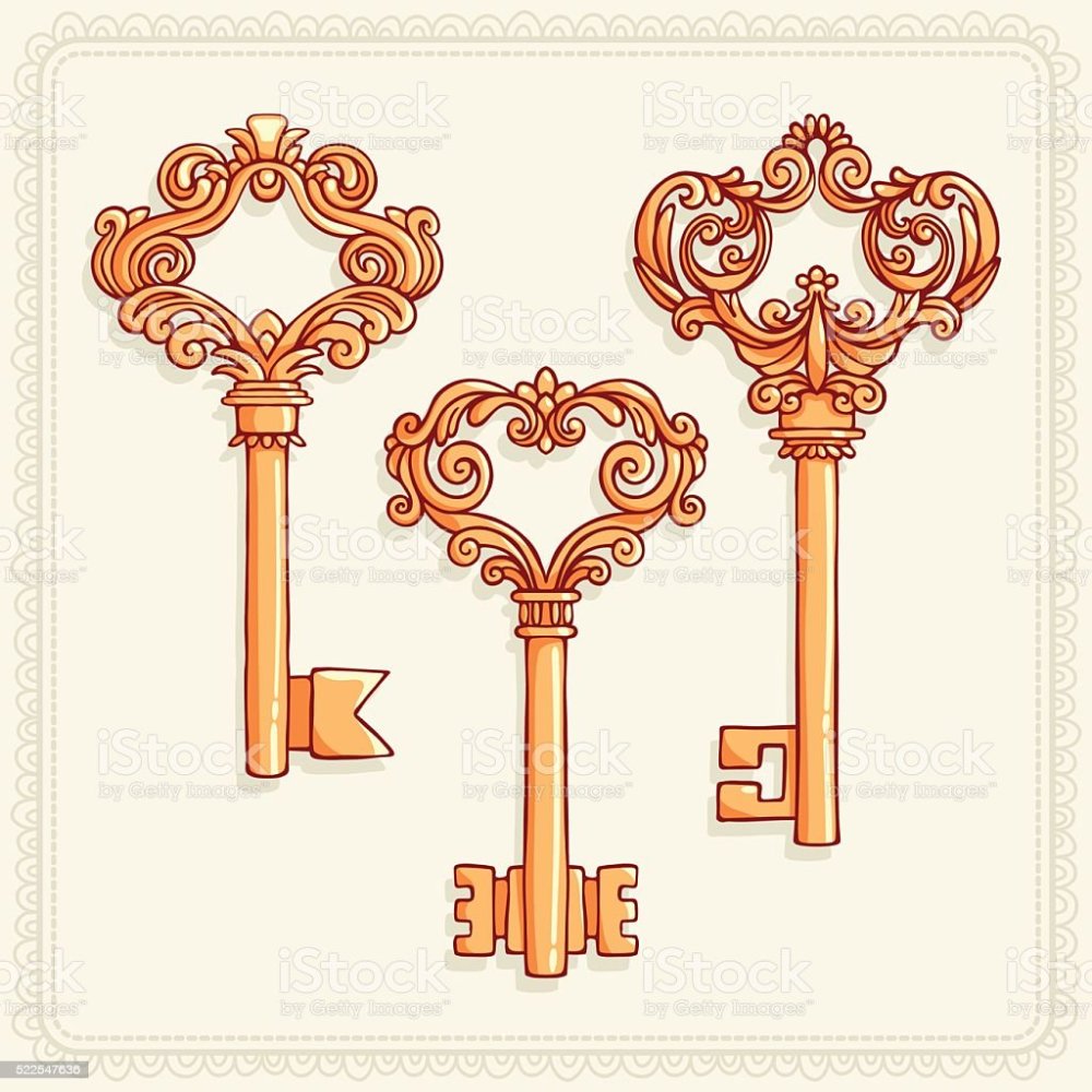 Старинный ключ на белом фоне