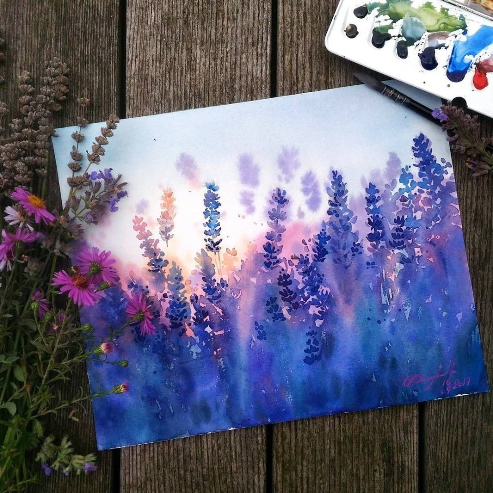 Рисование открыток акварелью