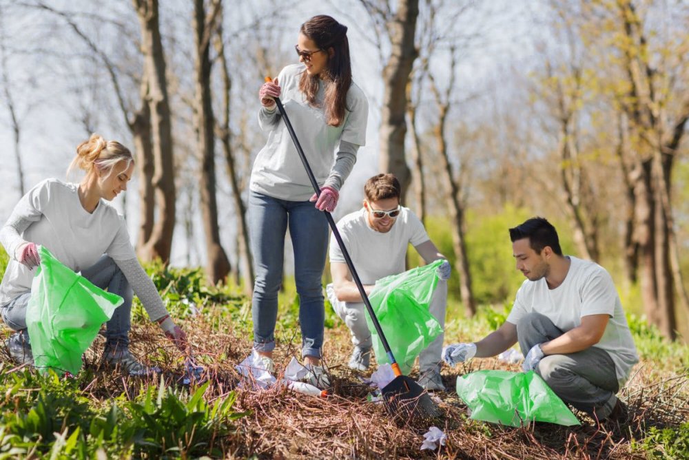 Уборка мусора в парке