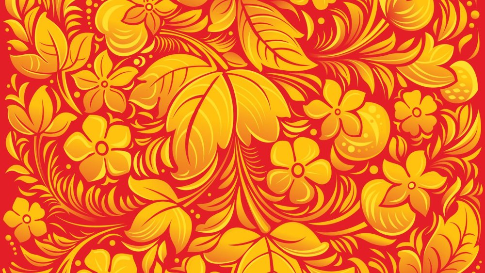 Хохлома с оранжевой основой