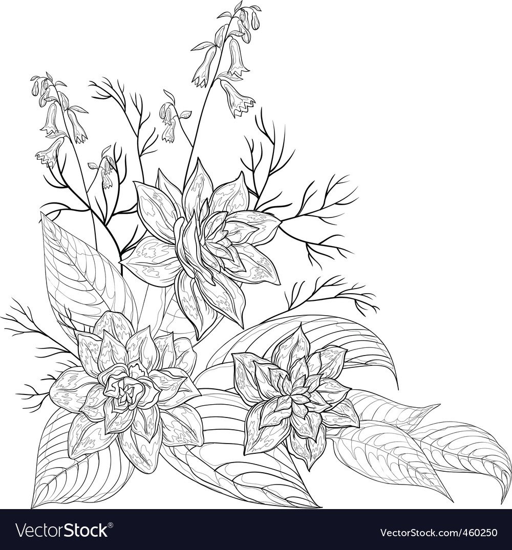 Цветочный узор черно белый