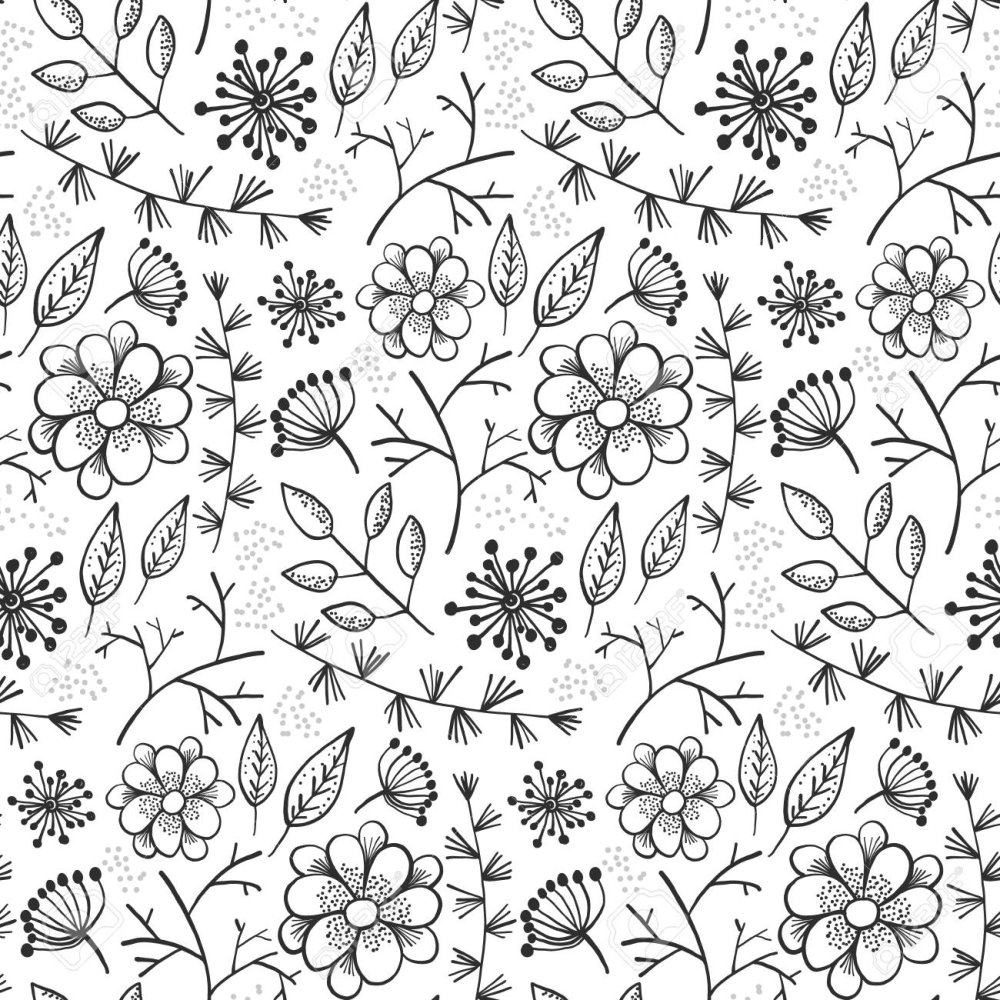 Паттерн цветы контур