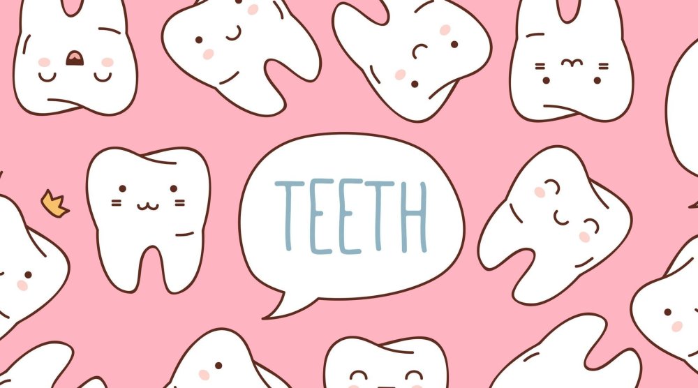 Милые зубики на фоне