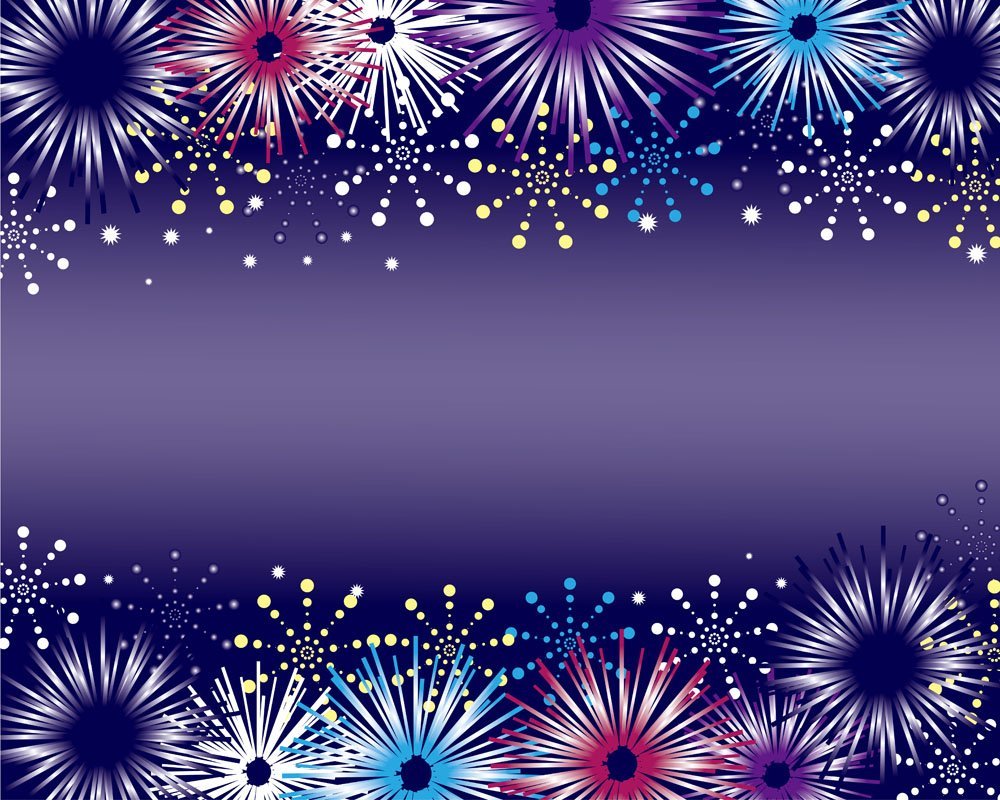 Новогодняя рамка из белого салюта на голубом фоне