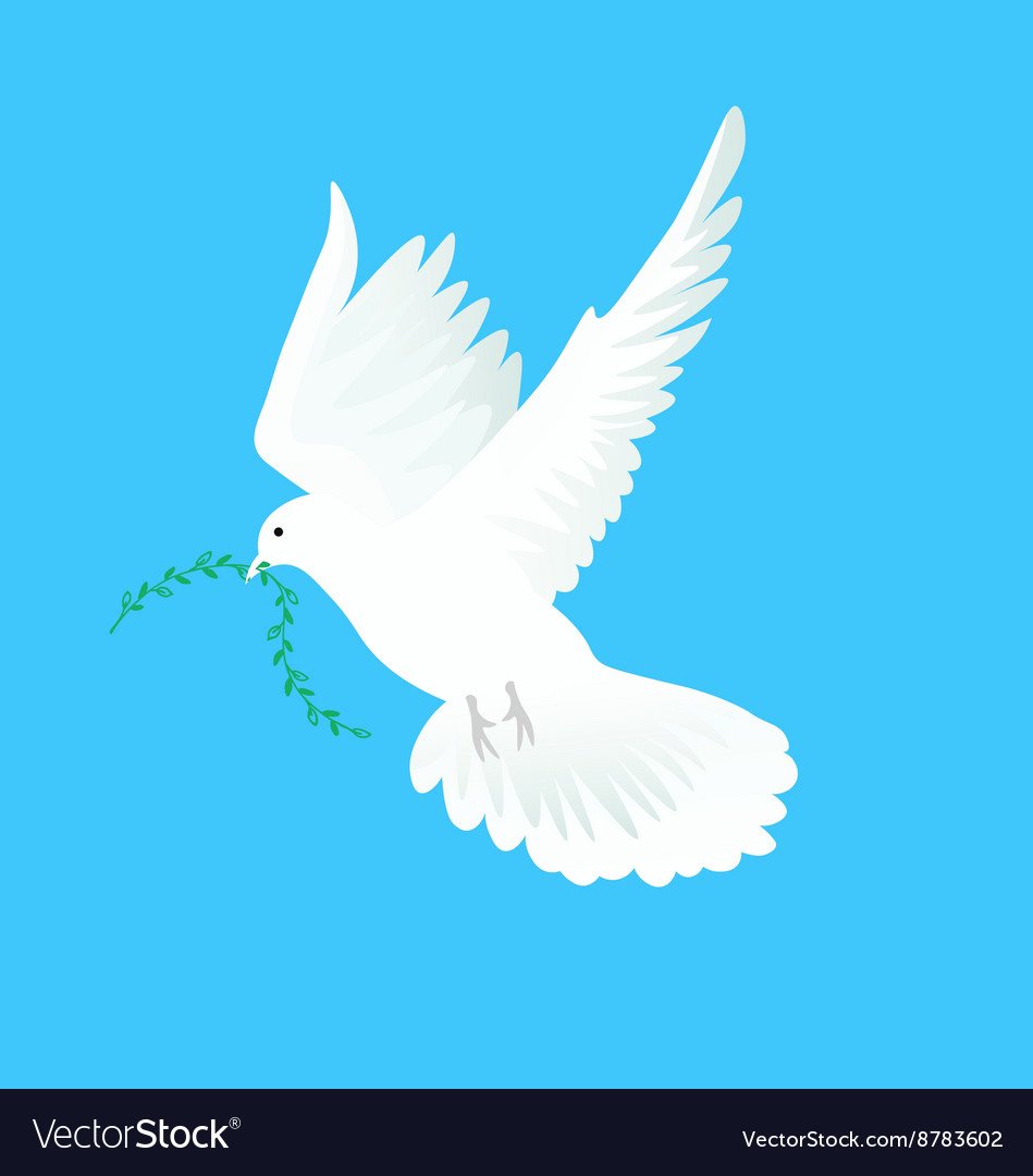 Голубь с листиком в клюве