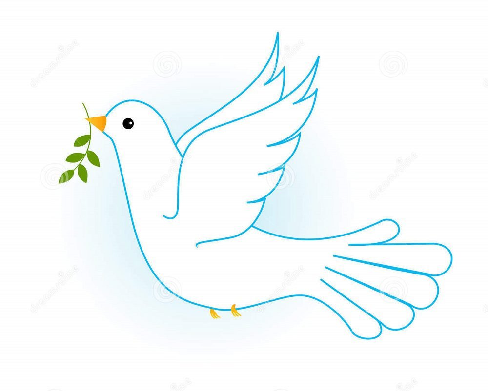 Голубь с веточкой в клюве рисунок