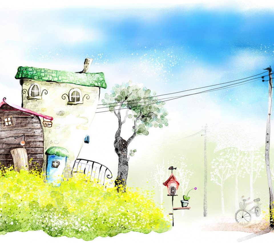 Фон с домиком для детей