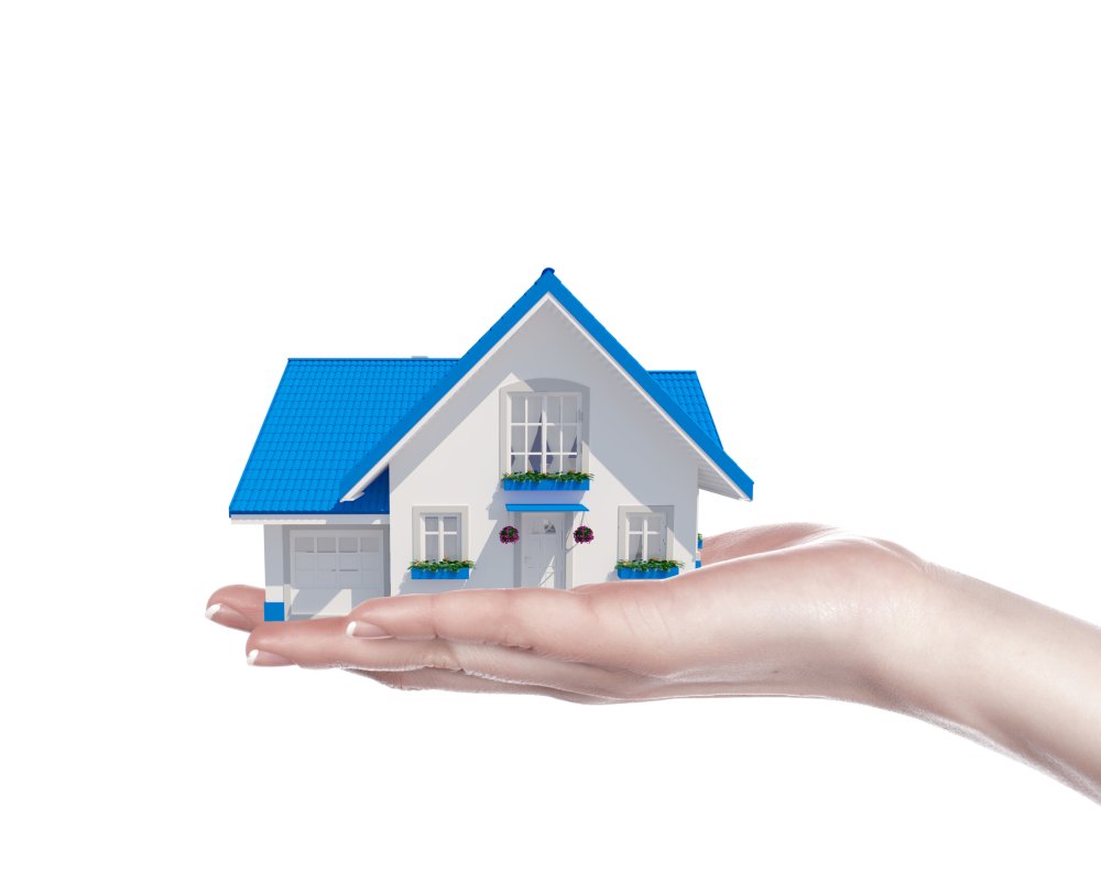 Дом на ладони на прозрачном фоне