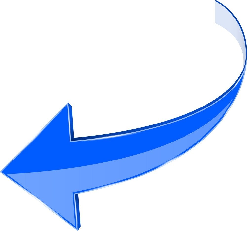 Стрелка синяя изогнутая