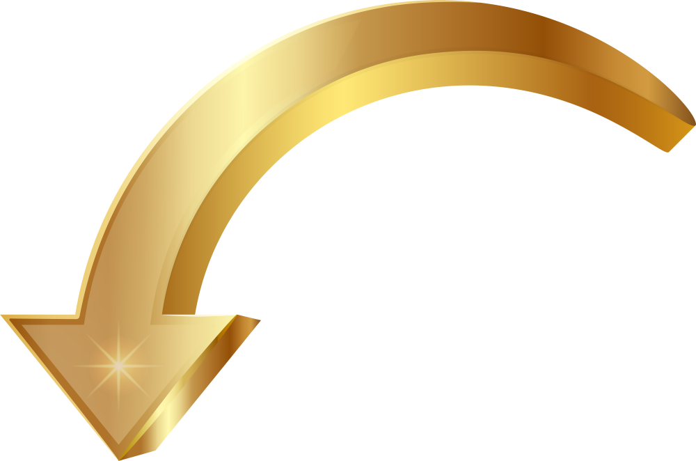 Золотые стрелки на прозрачном фоне