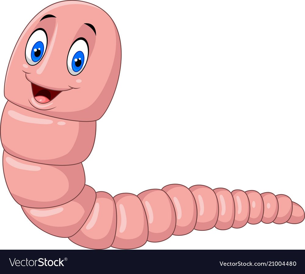 Червячок на белом фоне для детей