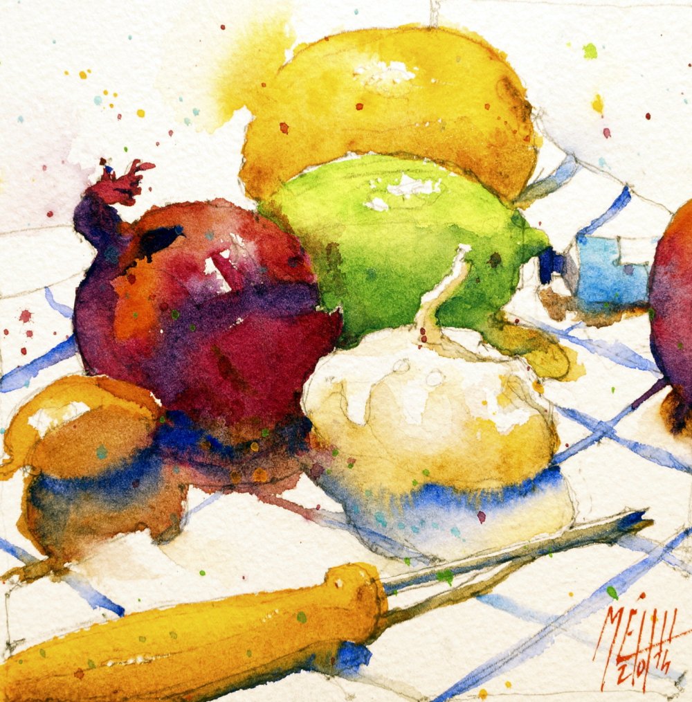 Живопись акварелью овощи