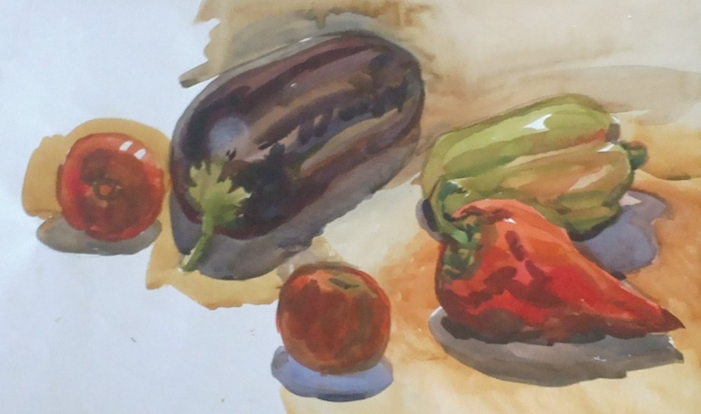 Баклажан акварелью Андрияки