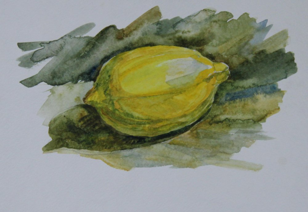 Этюд фруктов акварелью