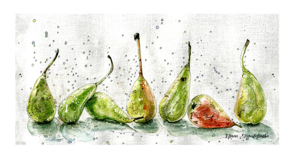 Ассорти фруктов акварелью