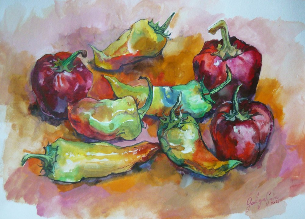 Этюды акварелью фрукты и овощи