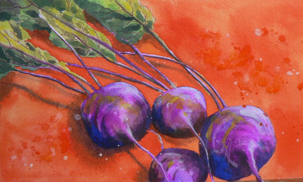 Свекла гуашью