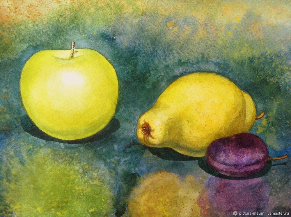 Этюды акварелью фрукты