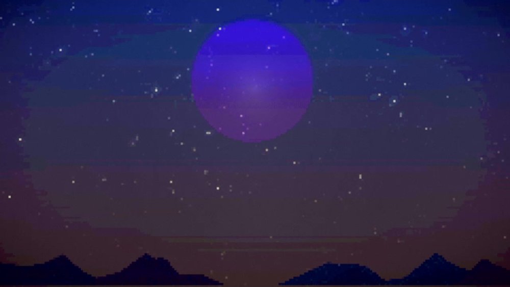 Фиолетовый пейзаж пиксели