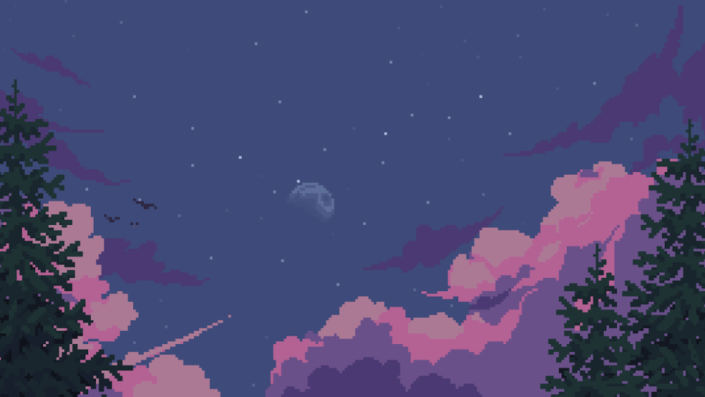 Фиолетовый космос пиксели