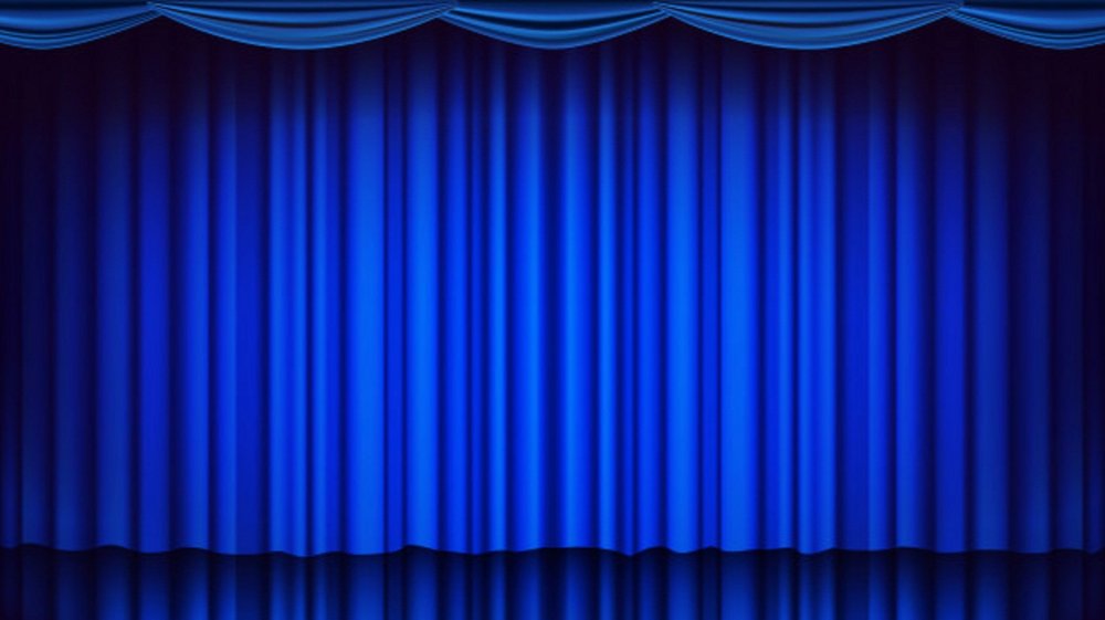 Занавес в театре синий