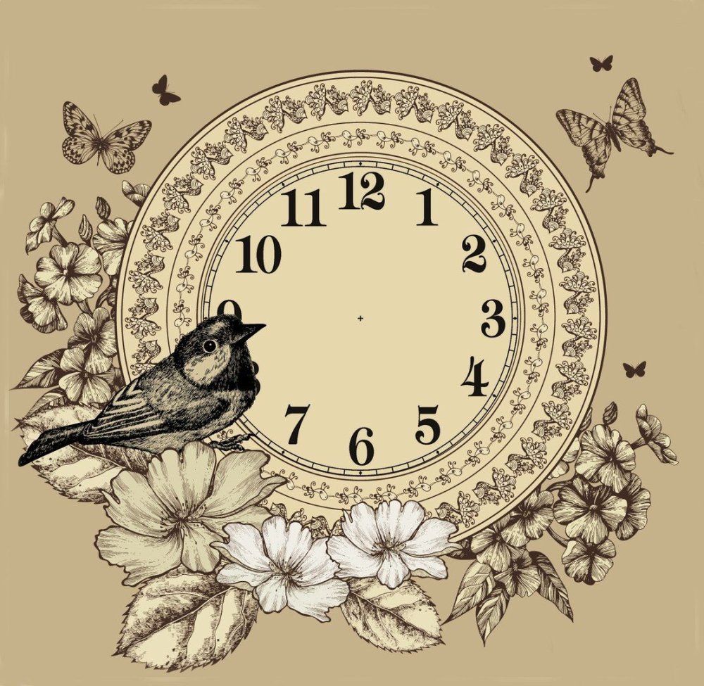 Векторные Винтажные часы