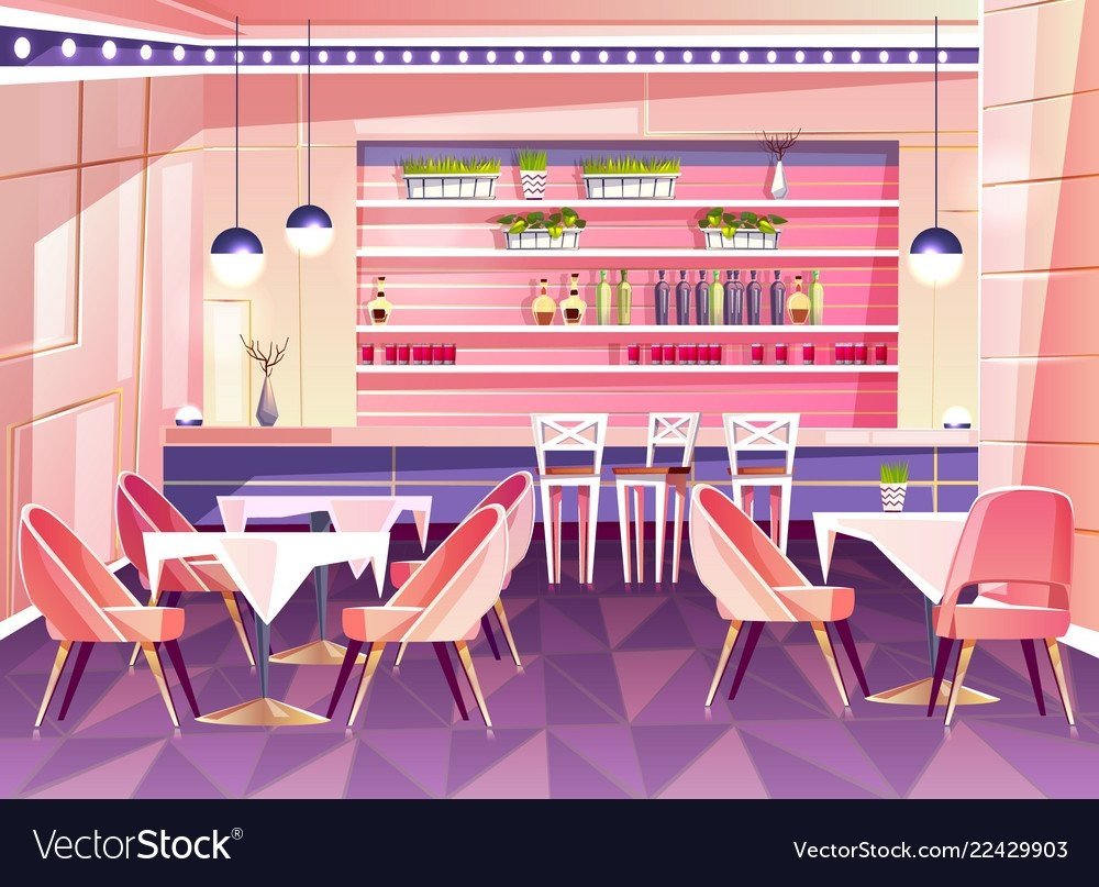 Интерьере в кафе мультяшный