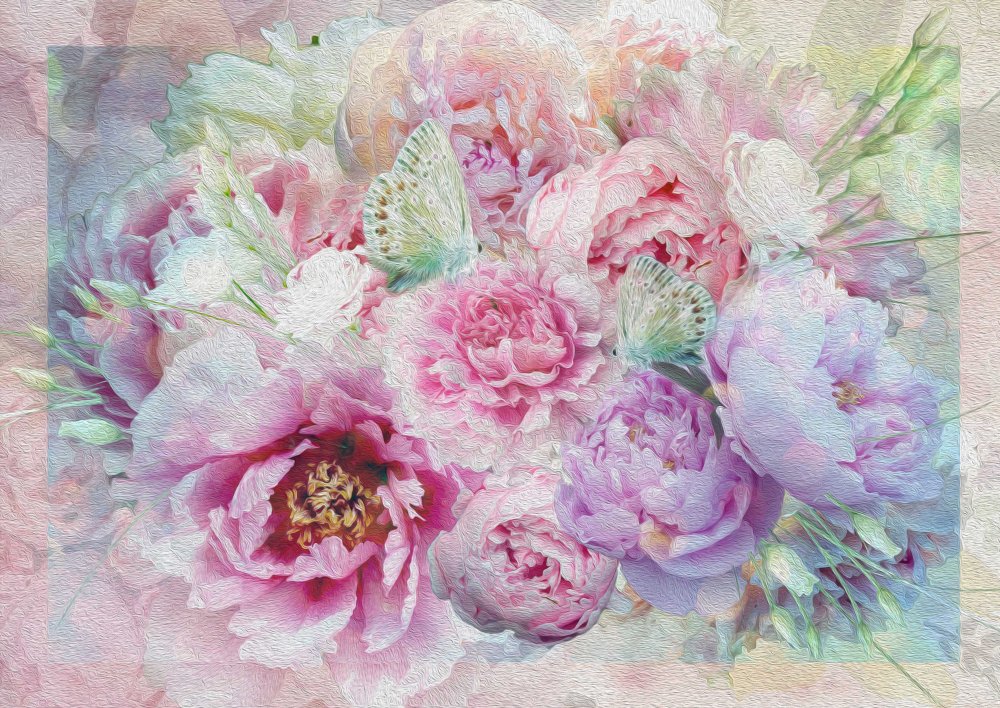 Кремовые пионы фон