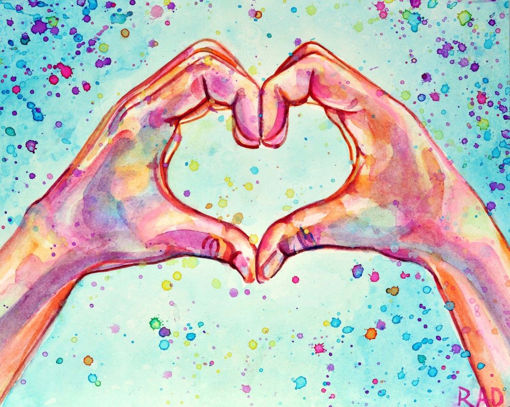 Сердце в руках рисунок