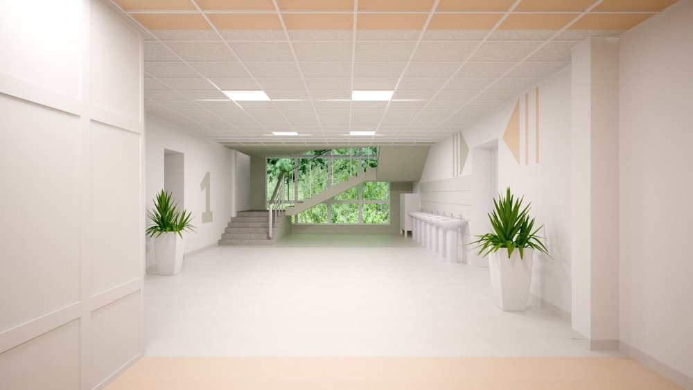 Отделка фойе школы