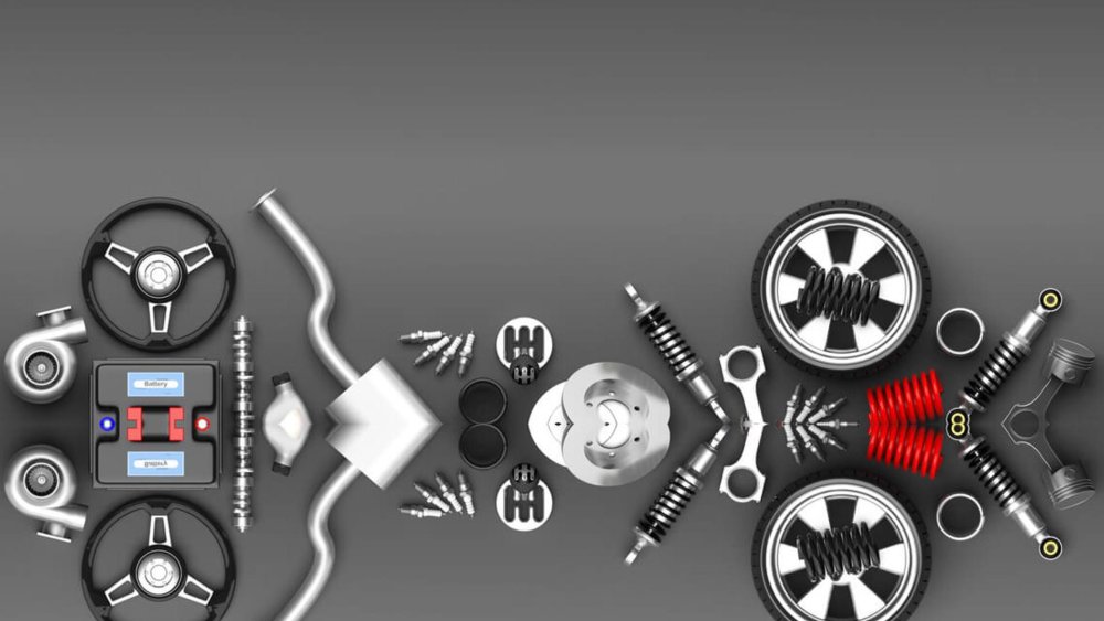 Комплектующие на сером фоне