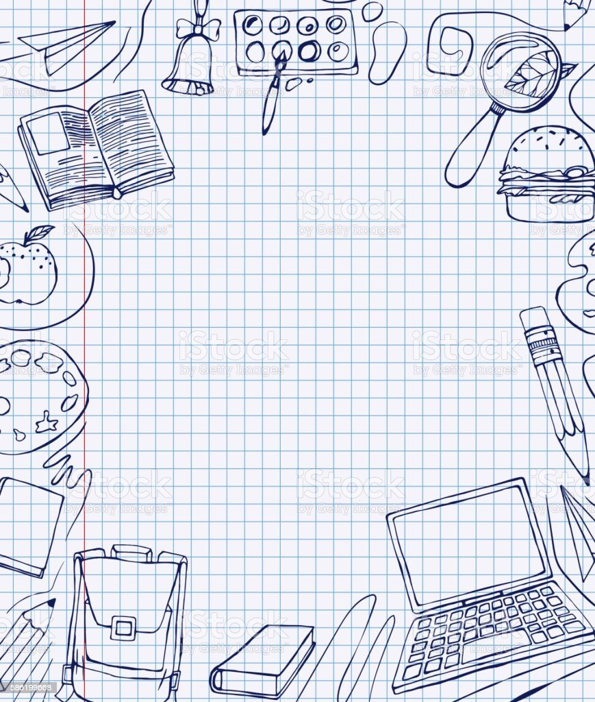 Рамка школа на тетрадном листе