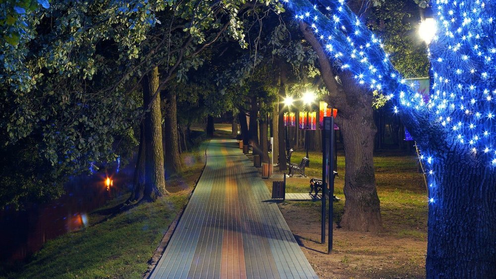 Парк Победы Волгоград ночная иллюминация