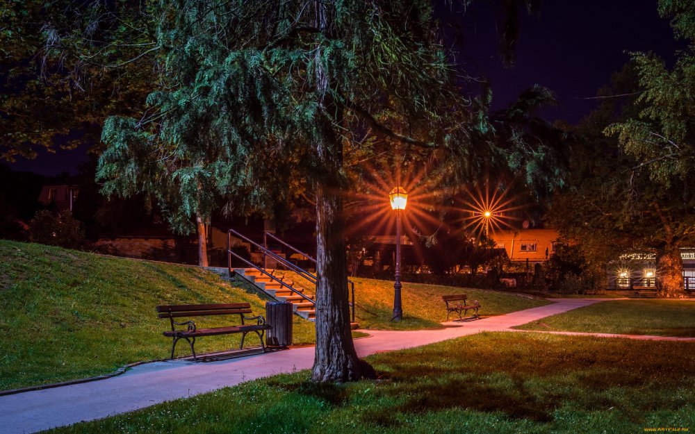 Парк Царицыно ночью фонари
