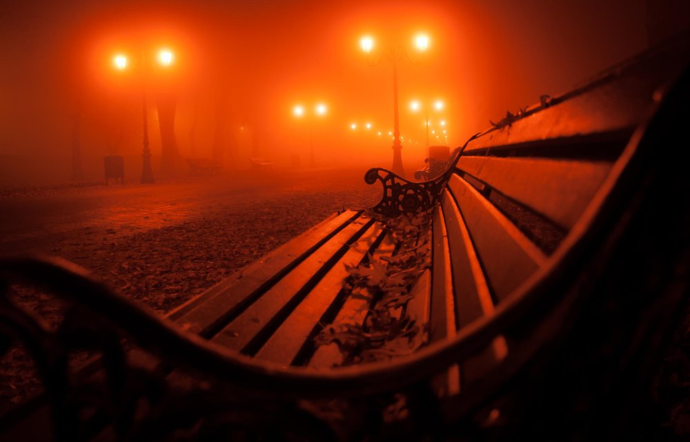 Закат фонари парк