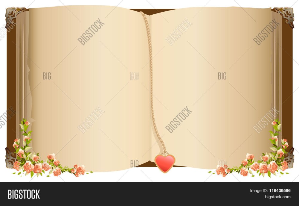 Фон с раскрытой книгой и закладкой