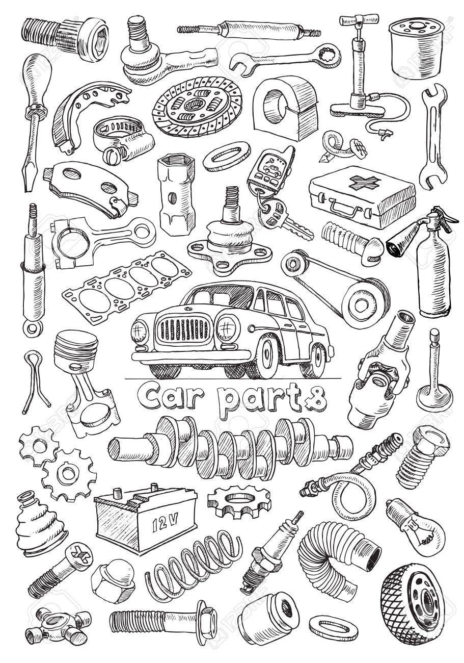 Автозапчасти раскраска