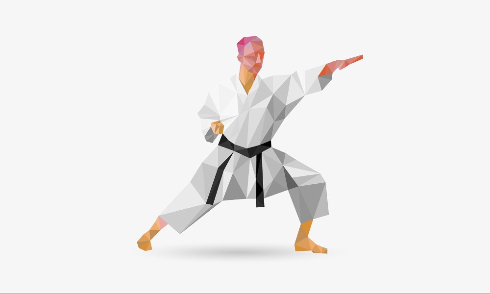 Каратист на белом фоне