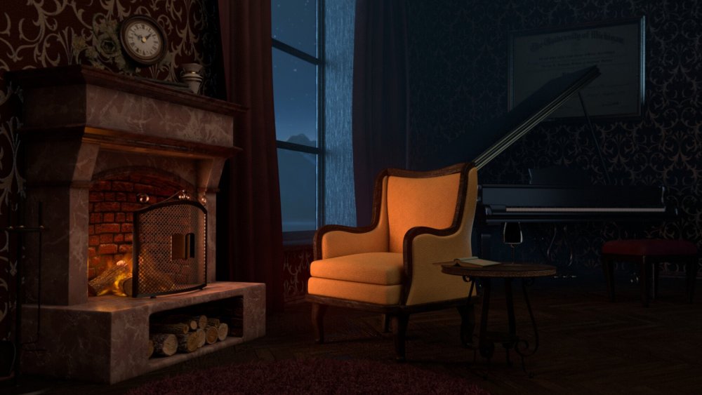 Гостиная с камином