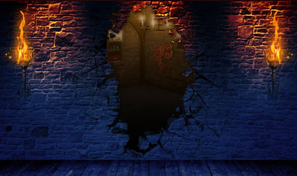 Кирпичная стена с подсветкой