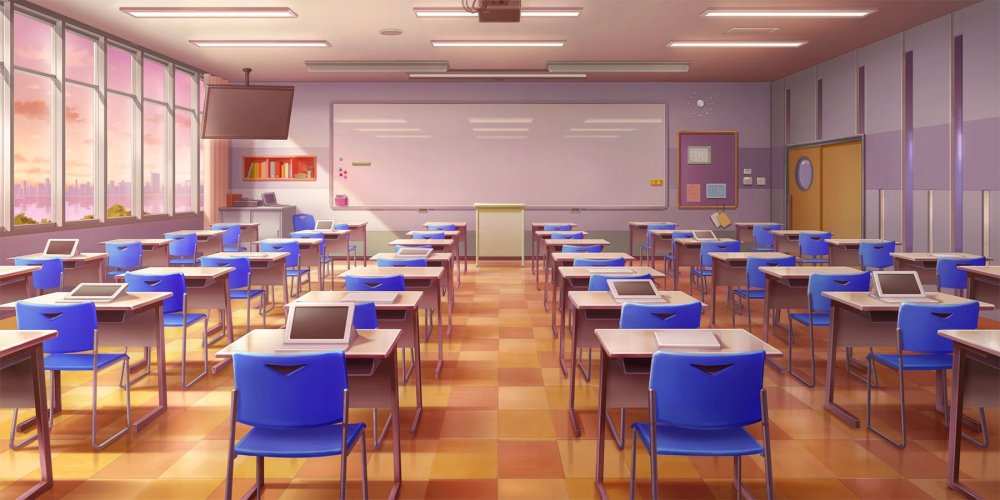 Коридор школы аниме