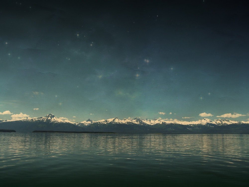 Обои HD звезды горы море