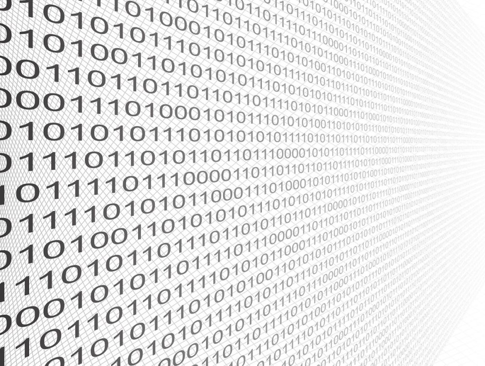Бинарный код на белом фоне