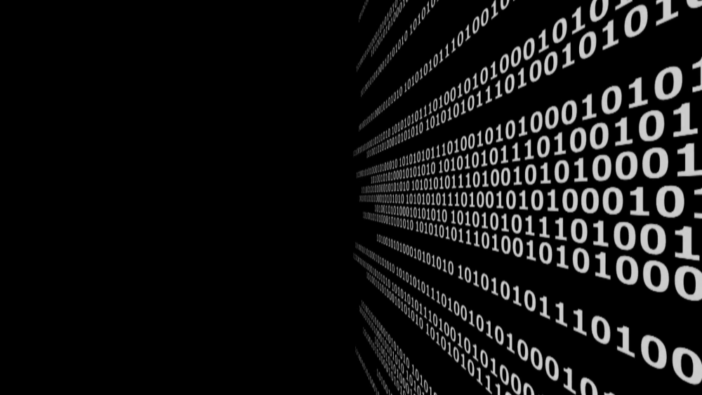 Бинарный код на черном фоне