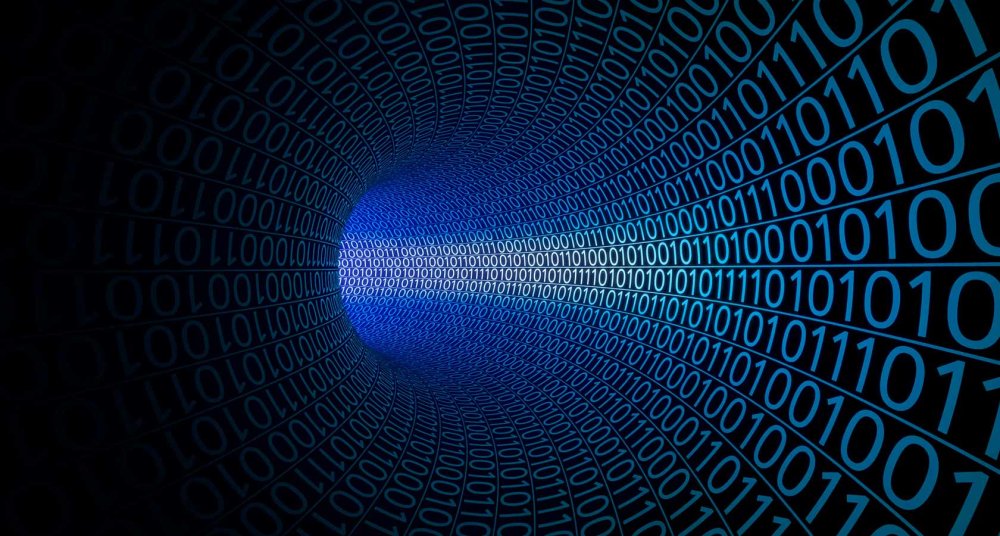 Abstract binary code background tunnel