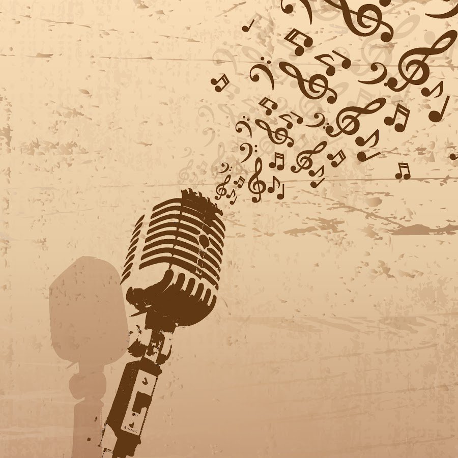 Фон с микрофоном и нотами