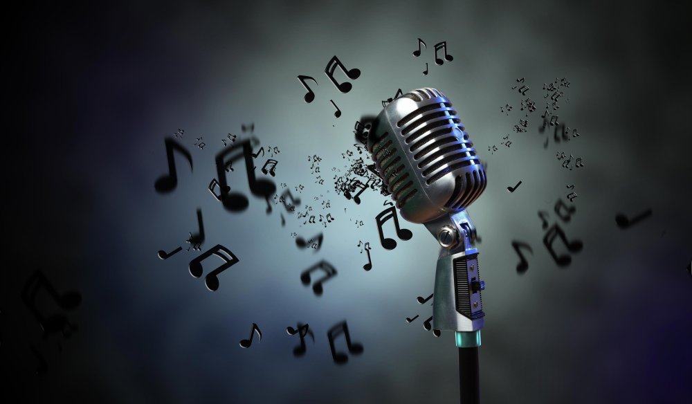 Музыкальный фон с микрофоном