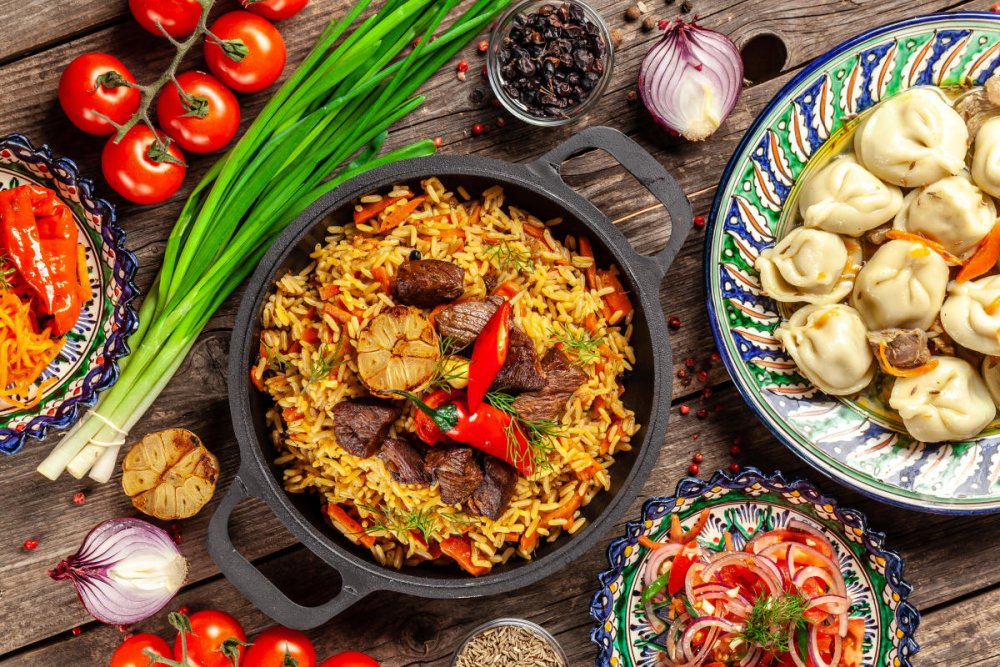 Восточные блюда вид сверху