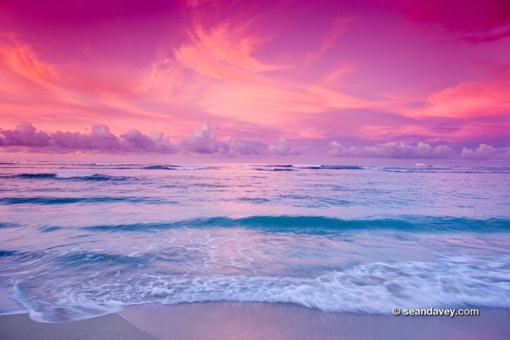 Море волны закат розовый